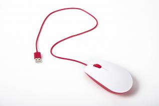 Mouse Raspberry Pi - red/white @ electrokit