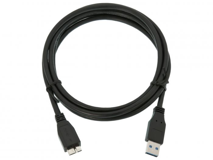USB3.0-kabel A-hane - microB-hane 1.8m @ electrokit