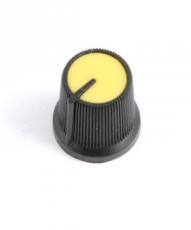 Knob black-yellow ø14x15mm @ electrokit