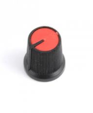 Knob black-red ø14x15mm @ electrokit