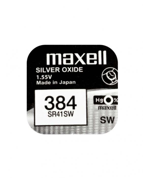 Knappcellsbatteri silveroxid 384/392 SR41 Maxell @ electrokit (1 av 2)