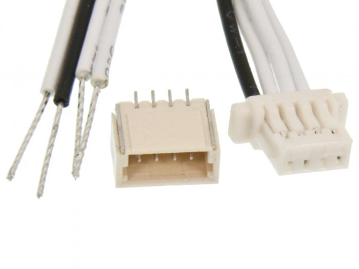 Kabel med JST-SH 1.0mm 4-pol 200mm @ electrokit
