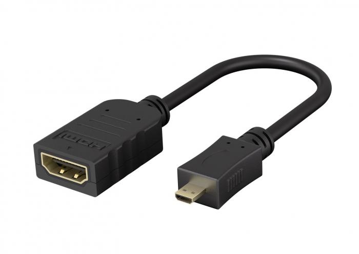 HDMI 2.0 kabeladapter hona - micro hane 15cm svart @ electrokit (1 av 3)