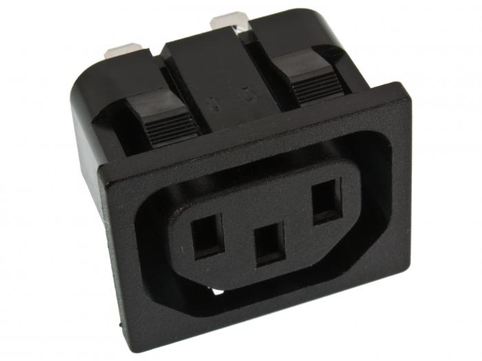 Mains connector C13 snap-in 4.8mm blade conn @ electrokit (1 of 2)