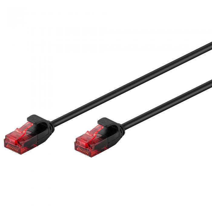 UTP Cat6 slim patch cable 0.25m black Cu @ electrokit (1 of 1)