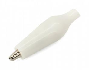 Alligator clip insulated white @ electrokit