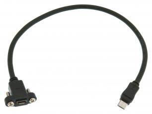Adapter cable USB micro-B to micro-B - panel mounted @ electrokit