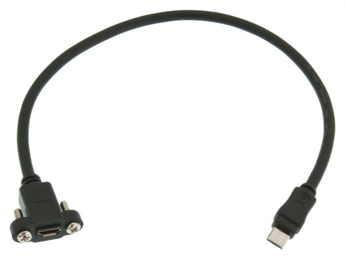 Adapter cable USB micro-B to micro-B - panel mounted @ electrokit (1 of 1)