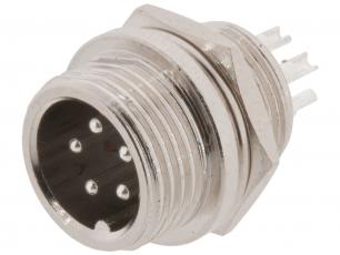 Connector GX12 plug 5-pin chassi @ electrokit