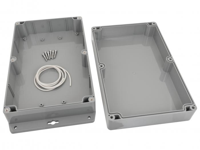 Enclosure grey with flange 222x146x75mm @ electrokit
