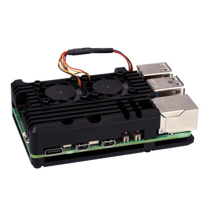 Raspberry Pi 5 passive cooling case with 4 wire fan @ electrokit (5 of 5)