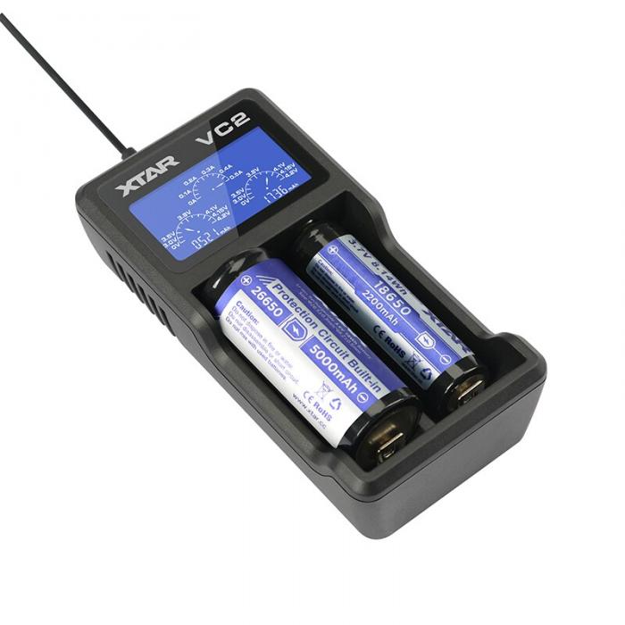 Battery charger Li-Ion LCD 1A for 2x 18650 Xtar VC2 @ electrokit (5 of 5)