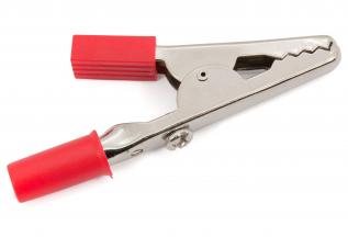 Alligator clip uninsulated 4mm red @ electrokit