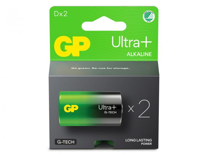 D / LR20 alkaliska batterier GP Ultra Plus 2-pack @ electrokit (2 av 2)