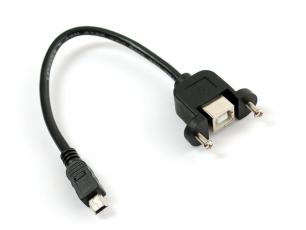 Adapter cable USB-B to Mini-B- panel mounted @ electrokit