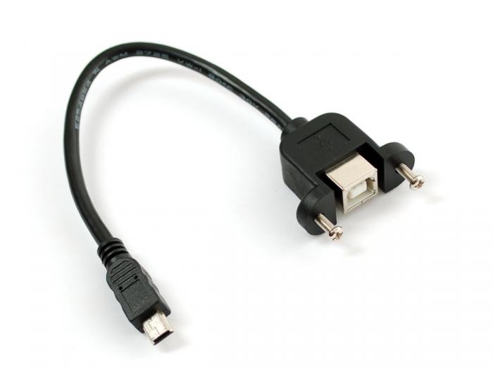 Adapter cable USB-B to Mini-B- panel mounted @ electrokit (1 of 2)
