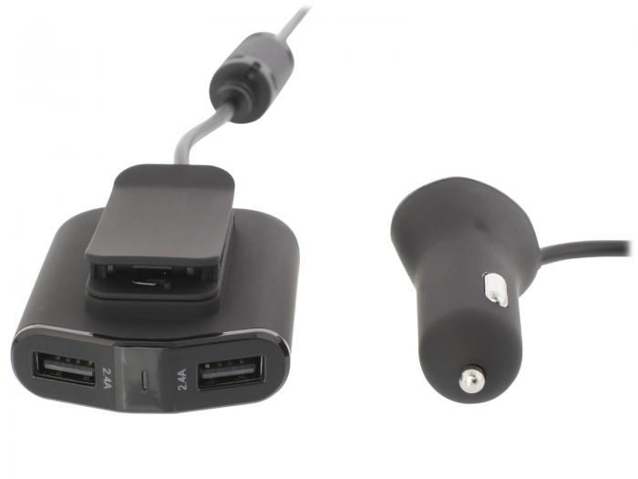 USB car charger 4 output 9.6A black @ electrokit (2 of 6)