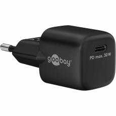 USB-C PD GaN charger 30W black @ electrokit
