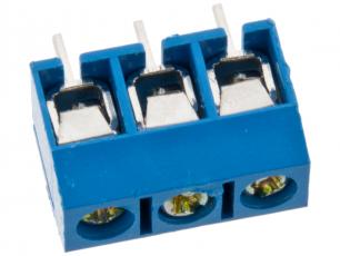 Screw terminal 5mm 3-p blue @ electrokit