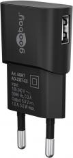 1-port USB charger 5W 1A black @ electrokit