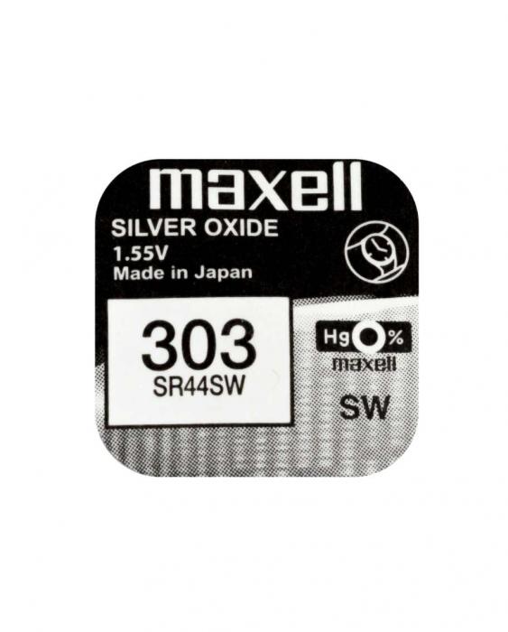 Knappcellsbatteri silveroxid 303 SR44 Maxell @ electrokit (1 av 2)