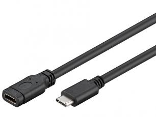 USB-C extension USB 3.1 Gen1 60W 1m black @ electrokit