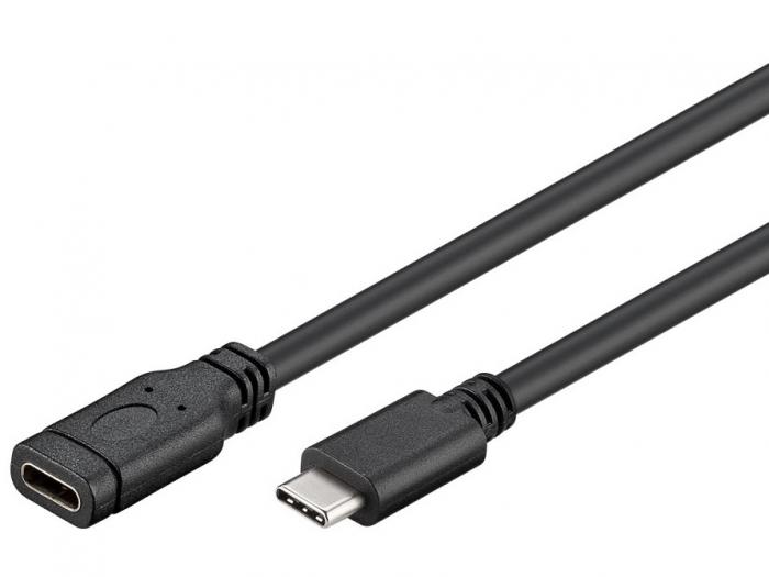 USB-C frlngning USB 3.1 Gen1 60W 1m svart @ electrokit (1 av 1)