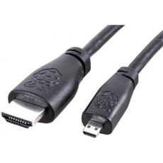 HDMI 2.0 kabel hane - micro hane 1m svart Mfg: Raspberry Pi @ electrokit