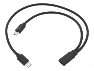 USB-kabel Micro B hona - 2x Micro B hane - 150/270mm @ electrokit