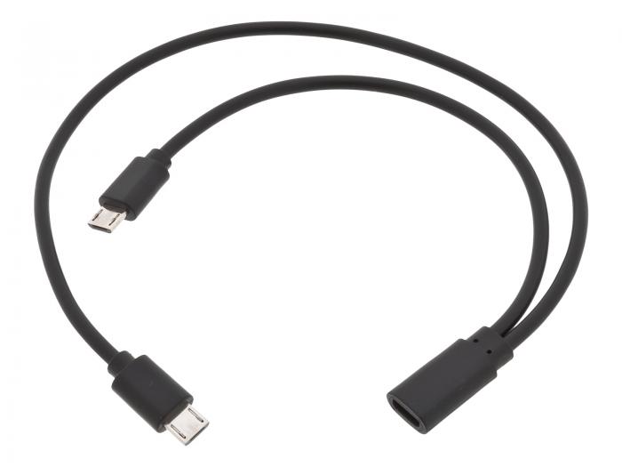 USB cable Micro B female - 2x Micro B male - 150/270mm @ electrokit (1 of 1)