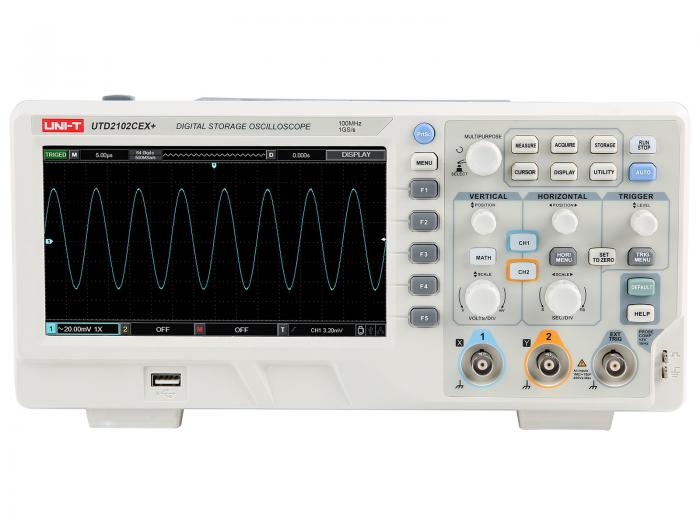 Oscilloskop 100MHz 2-kan UNI-T UTD2102CEX+ @ electrokit (1 av 3)