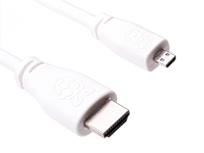 HDMI 2.0 cable male - micro male 1m white Mfg: Raspberry Pi @ electrokit (2 of 3)