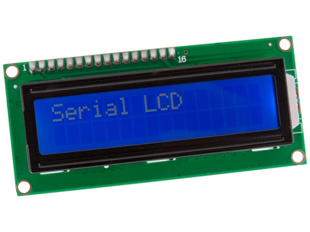 Köp LCD 2x16 tecken blå/vit seriell till rätt pris @ electrokit