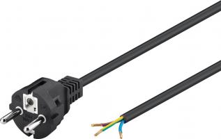 Mains cord CEE7/7 to open end 1.5m black @ electrokit