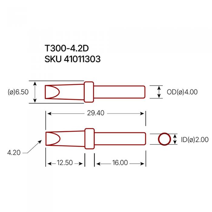 Soldering tip AT300-4.2D chisel 4.2 mm @ electrokit (2 of 2)
