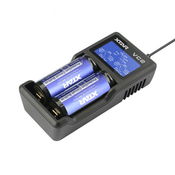 Battery charger Li-Ion LCD 1A for 2x 18650 Xtar VC2 @ electrokit (4 of 5)