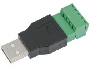 Adapter USB-A male to terminal block 5-pin @ electrokit