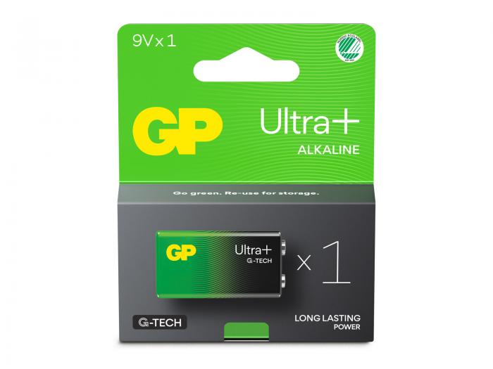9V 6LR61 alkaliskt batteri GP Ultra Plus @ electrokit (2 av 2)