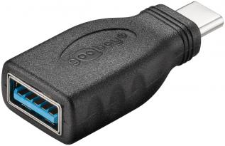 USB-C male to USB 3.0 female adapter black @ electrokit