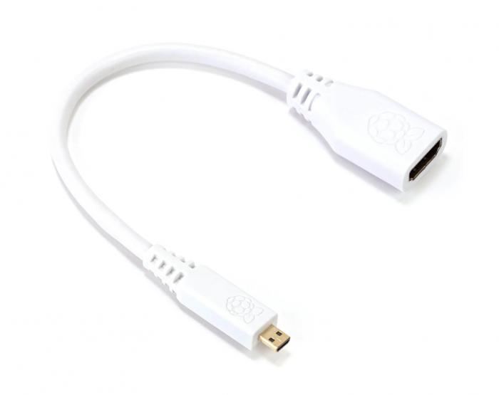 HDMI 2.0 adapter cable female - microHDMI male white Mfg: Raspberry Pi @ electrokit (1 of 1)