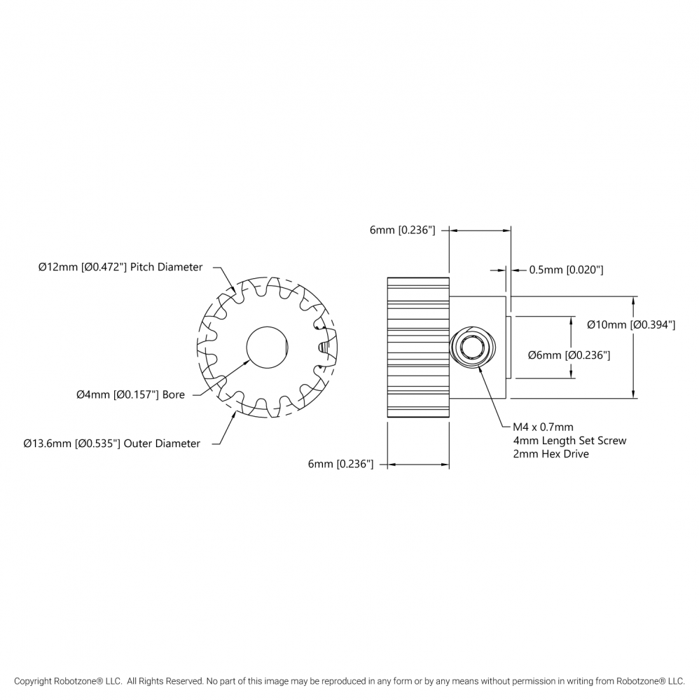 Pignon Team Losi Racing 15 Dents MOD 1.5 - Réf. LOS252038 Pour 6IX TLR358000 (voitures RC)