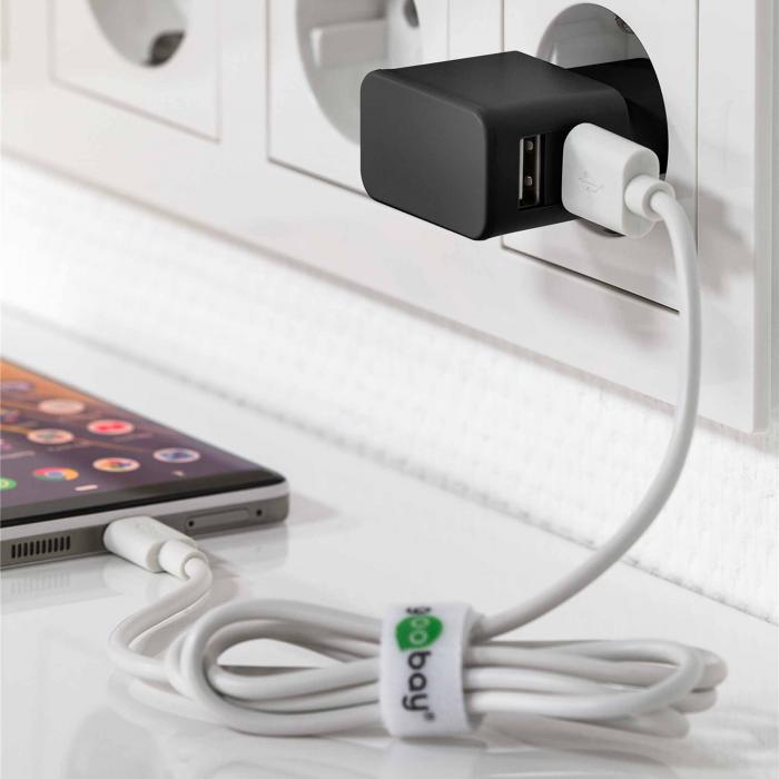 USB-laddare 12W 2.4A med micro-USB svart @ electrokit (4 av 4)
