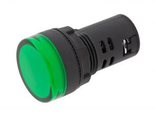 Panel mount indicator LED ø22mm 230VAC green @ electrokit