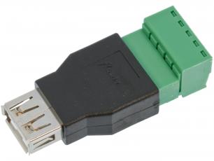 Adapter USB-A female to terminal block 5-pin @ electrokit