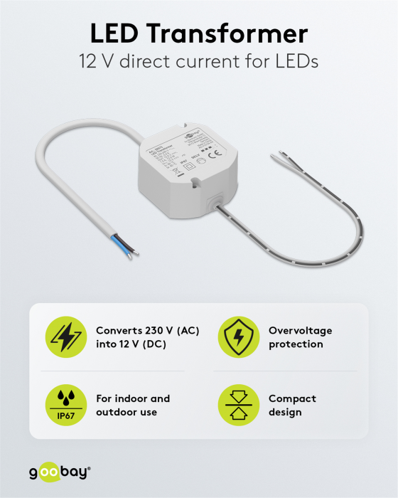LED power supply 12V (DC) 12W flush-mount @ electrokit (2 of 3)