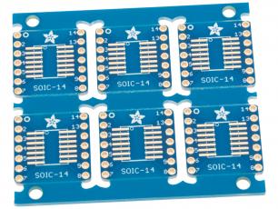 Adapter board SO-14 / TSSOP-14 - DIP-14 - 6-pack @ electrokit