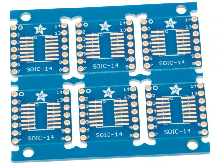 Adapter board SO-14 / TSSOP-14 - DIP-14 - 6-pack @ electrokit (1 of 2)