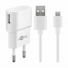 Micro-USB Charger set 5W 1A white @ electrokit