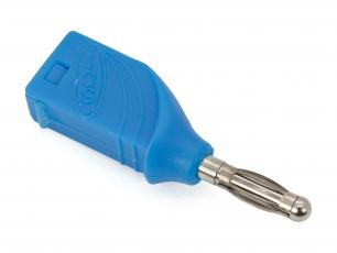 Banana plug 4mm stackable blue @ electrokit