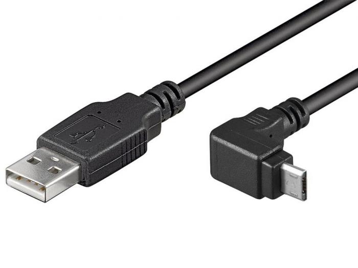 USB-kabel A-hane - micro B 5p hane vinklad 1.8m @ electrokit (1 av 1)